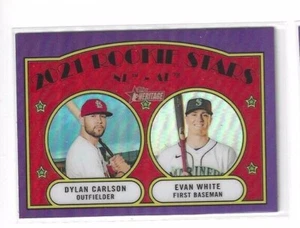 2021 TOPPS HERITAGE PURPLE REFRACTOR RC Dylan Carlson Evan White - Picture 1 of 1