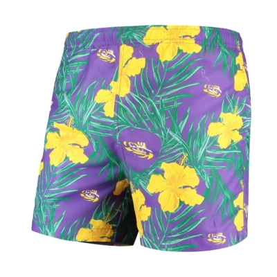 LSU Tigers NCAA Purple Floral Mesh Lining Swim Trunks Shorts Men's 2XL NWT - Image 1 of 3