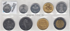 JUEGO SAN MARINO 1987 - 9 monedas (1, 2, 5, 10, 20, 50, 100, 200, 500 LIRAS) UNC - Imagen 1 de 5