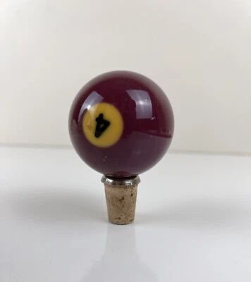 Vintage MCM Bola de Bilhar Decantador Garrafa Rolha Cortiça Barware # 4 Bolas - Imagem 1 de 4