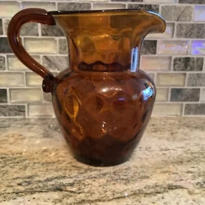 Kleiner 5" Bernstein Kunst Glas Struktur Krug - Bild 1 von 12