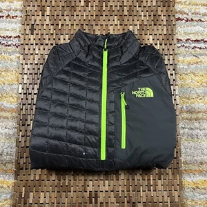 The North Face TNF Thermoball Anorak Black Green Quilted Puffer Jacket Medium M - Picture 1 of 5