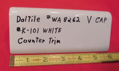 1 pc. Daltile #K-101 Kohler White:  V - Cap Ceramic Trim Tile; Countertop Edging - Image 1 of 4