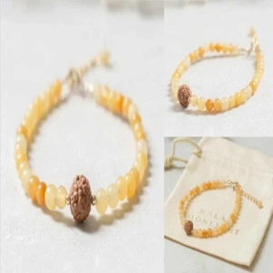 Brazalete Natural 6mm Amarillo Calcita 8mm Marrón Rudraksha Oro 14K Relleno - Imagen 1 de 7