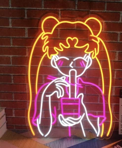SAILOR MOON USAGI NEON LIGHTS LED | Gamer Girl Computer Room Wall Decor TWITCH - Picture 1 of 3
