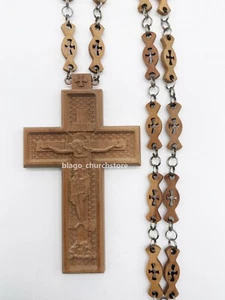 "Crucifijo de madera cristiano cruz pectoral iglesia ortodoxa Jesucristo 4,72" - Imagen 1 de 4