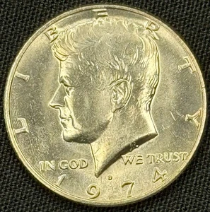 1974 D Mint Mark AU Kennedy Half Dollar - Picture 1 of 4