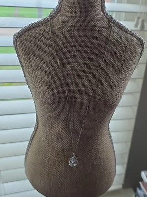 Givenchy Silver Tone Tear Drop Necklace. Main stones are Diamond  - Image 1 of 4