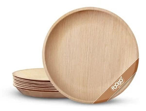 Einweg Palmblatt Teller 10" 25cm groß rund Natur Öko Party 25 Stück - Bild 1 von 7