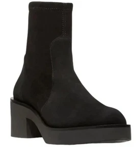 Nuevo con etiquetas $695 Stuart Weitzman Gotham Calcetín Botín Negro Gamuza Plataforma Talla 8.5/EU 39 - Imagen 1 de 14