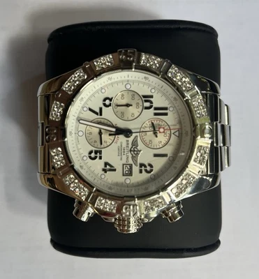 Breitling Super Avenger  White Stainless Diamond Bezel Watch - A13370    - image 1 of 4
