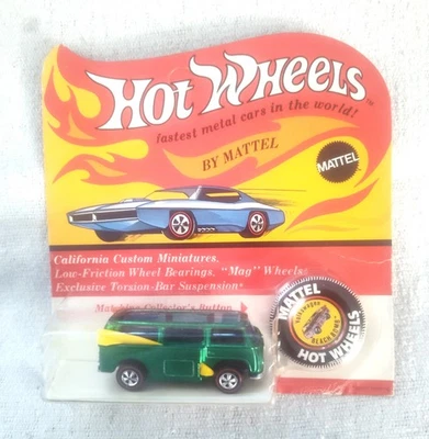 Bomba de playa Redlines 1969 vintage Hot Wheels verde claro con gris interior Blister Pack Foto 1 de 4