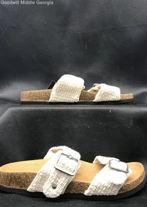 NWT Ivory Torrid Macrame Double Buckle Slides Sandals Sz 6.5 - Picture 1 of 6