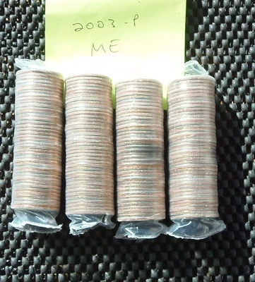 4 rolls 2003 P Maine State Quarters in original mint shrink wrap, good deal! - Image 1 of 2