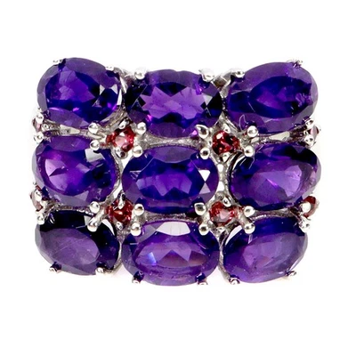 Anillo de plata de ley 925 ovalado amatista 7x5 mm rodolita granate piedras preciosas joyería 9 Foto 1 de 4