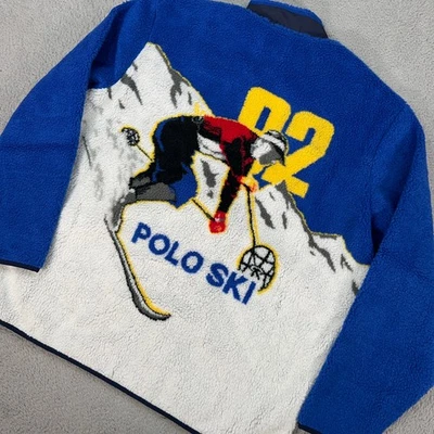 Chaqueta Polo Ralph Lauren Para Hombres XL Alta Azul Cremallera Completa 92 Esquí Sherpa Vellón NUEVA Foto 1 de 4