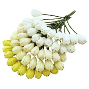 TULPEN 10mm 50Stk. Scrapbooking Maulbeerpapier Blumen Flowers weiß ecru mix - Bild 1 von 1