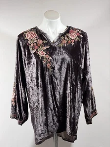 Kyla Seo Samt bestickt Tunika Top Damen Medium Quaste zum Binden Boho Bauer - Bild 1 von 24