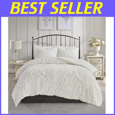 Elegante juego de cama de algodón de 3 piezas - edredón y fundas acolchadas de viola, completo/queen Foto 1 de 4