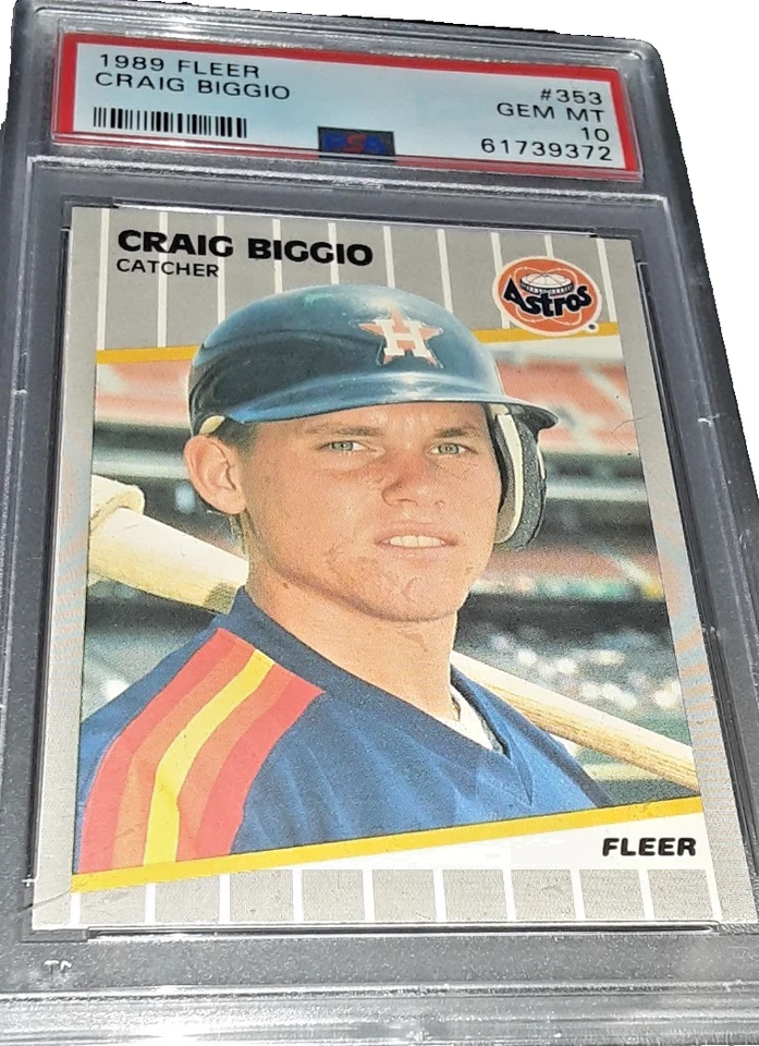 Craig Biggio RC 1989 Fleer PSA 10 #353 Rookie Astros HOF  - Image 1 of 4
