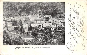 1942) CARTOLINA BAGNI LUCCA PONTE SERRAGLIO VIAGGIATA VIAREGGIO - Picture 1 of 2