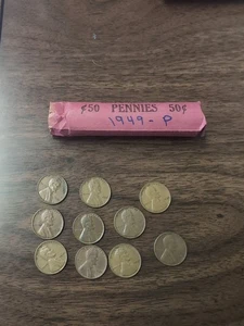 1949 P Lincoln Wheat Penny Roll. - Picture 1 of 2