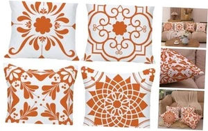 Orange Flower Decorative Throw Pillow Covers 20 x 20 Inch Set of 4 Abstract - Picture 1 of 7