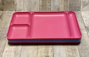 TUPPERWARE BANDEJAS DE COMEDOR DIVIDIDAS Juego de 4 Almuerzo Picnic Camping Colores Brillantes - Imagen 1 de 9