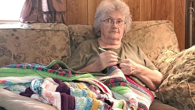 MOM MADE Soft & Cuddly Green, Blue, Yellow Crocheted Baby Blanket NEW 35x35 - Image 1 of 4