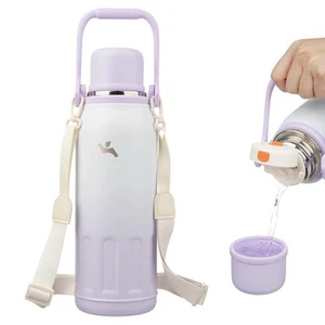 Insulated Water Bottle with Handle and Strap,Vacuum Travel Tumbler with Cup L... - Picture 1 of 1