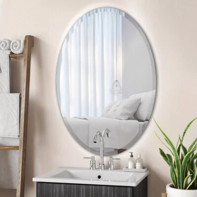 Frameless Unframed Cloakroom Bathroom Mirror Bevelled with Wall Hanging Fixings - Image 1 of 4