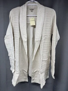 Felpa cardigan avvolgente misto tessuto marca Lucky - marrone chiaro - piccola - nuova - Foto 1 di 12