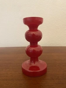 Vase 70er Jahre Space Age Kerzenständer Rot Glas OP Art Design Mid Century - Bild 1 von 6