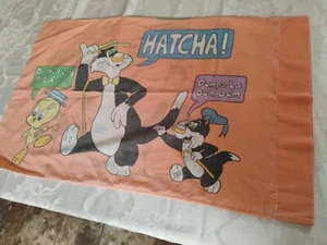 Vintage 90s Warner Bros Tweety bird and Sylvester single pillow case retro - Picture 1 of 11
