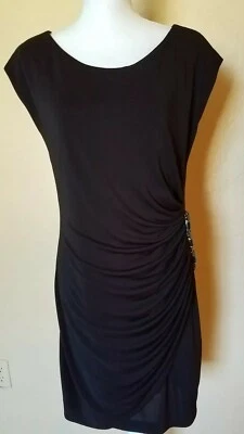 CYNTHIA STEFFE MUJER GRANDE NEGRO SIN MANGAS VESTIDO ENVOLVENTE ADORNOS  Foto 1 de 4