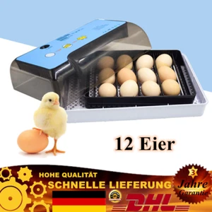 Brutautomat für Hühner & Enten Vollautomatische Brutmaschine 12 Eier Inkubator - Bild 1 von 24