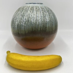 Japanese Modernist Round Onion Shape Ceramic Vase Signed Texture/Color Vintage - Picture 1 of 14