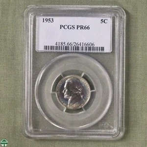 1953 Jefferson Nickel PCGS PR66 Some Blue and Yellow to the toning - Picture 1 of 4