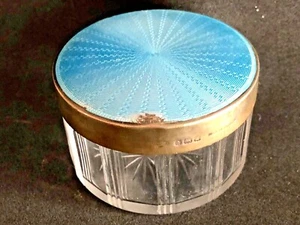 British Silver Sterling Cloissone Enamel Toillete Jewelry Powder Box Signed 3 - Picture 1 of 6