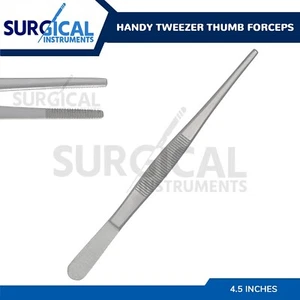 Handy 4.5" Extra-Long Tweezers Instruments Thumb Forceps Stainless German Grade - Picture 1 of 7