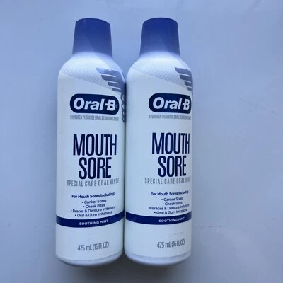 Oral B Mouth Sore Oral Rinse, Soothing Mint Flavor, 475 mL 16 fl oz 2 Pack - Image 1 of 2