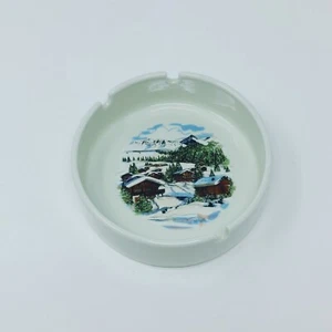 Vintage Porcelain France Castelroux Winter Scene Ash Tray - Picture 1 of 10