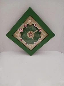 Baseball Diamond Wall Clock Green Turf Field Baseball Bat Hands Battery - Picture 1 of 7