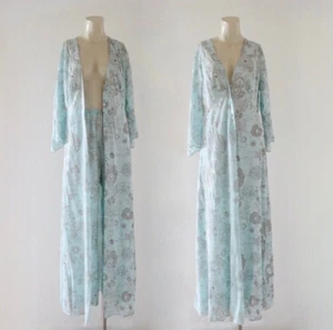 Vintage 70s 2 PC -SEARS Robe + Pants Set Floral Peignoir Womens Sz M 1970s Boho - Picture 1 of 12