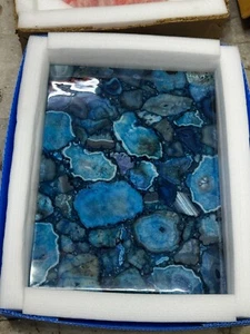 Blue Agate Dining Table Healing Crystal Gemstone Hallway Interior Furniture Deco - Picture 1 of 9