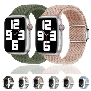 Braided Strap Loop For Apple Watch 9 8 7 6 5 SE Ultra 2 Adjustable Band Elastic - Picture 1 of 41