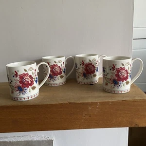Denby Monsoon Home Mugs x 4 'Heidi' Fine China Floral Straight Sides - 250ml - Picture 1 of 8