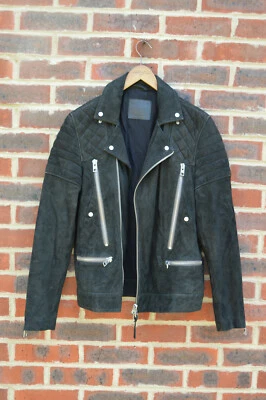 AllSaints Mens IMARA Suede Leather Biker Jacket SMALL moto - Image 1 of 4