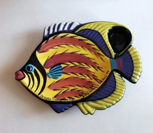 Ben Diller 1999 Ceramic Butterfly Fish Platter w/Dip Pocket Mauii Serving Dish - Picture 1 of 9