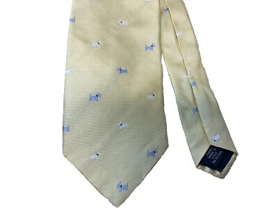 Tommy Hilfiger Men's Neck Tie Yellow/Blue $ White Scottie Dogs Silk USA 3.5” - Image 1 of 3